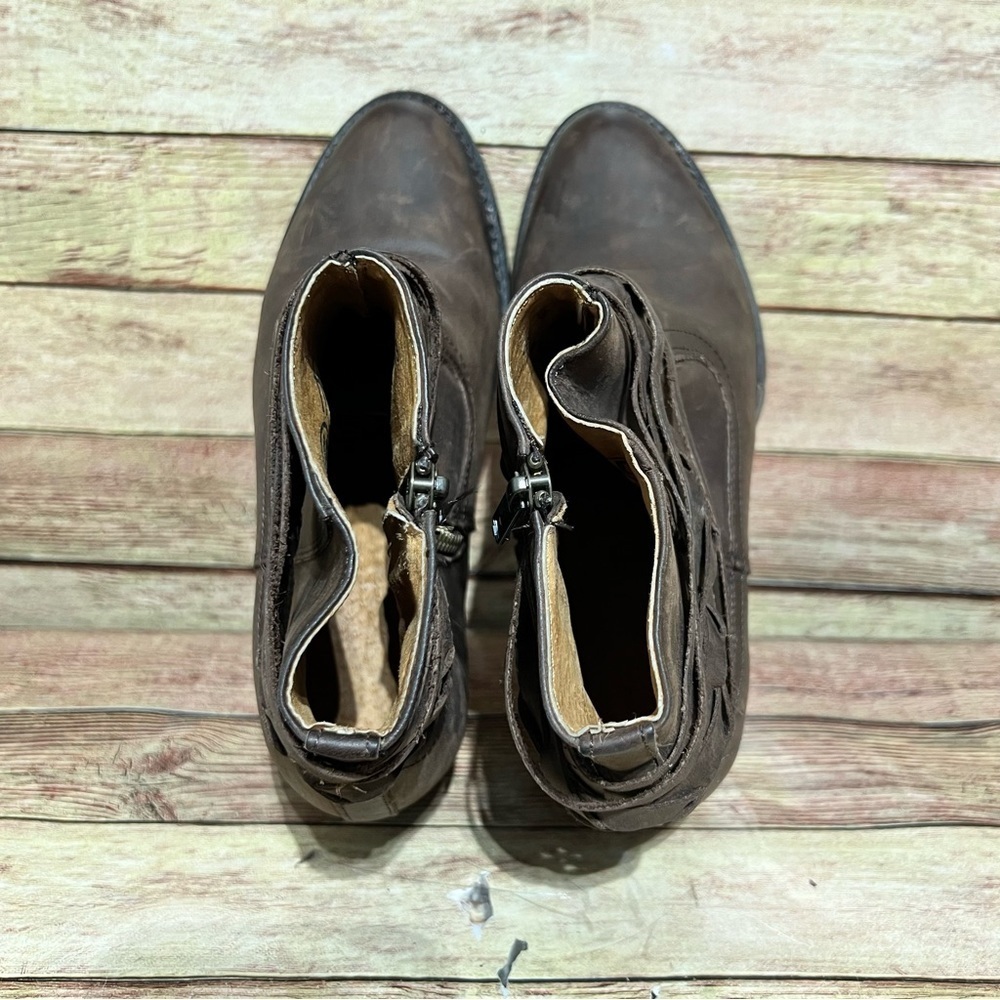 Circle G Brown Leather Ankle Boots - Picture 6 of 10